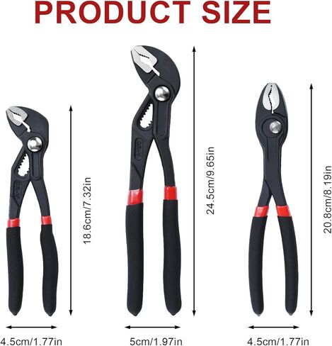 3PCS Groove Joint Pliers, 7Inch & 10Inch Water Pump Pliers, 8Inch Slip Joint Plier, Fast Adjustable Channel Locks Plier Set with Quick Release & V-Jaw Tongue for Gripping & Repair in Kuwait