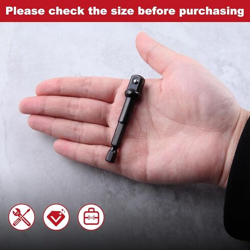 3/8" Impact Adapter Square Socket Bit, 10PCS 1/4" Hex to 3/8" Drive Drill Socket Adapter, Impact Socket Adapter Set for Impact Driver, Extension Socket Driver Bits for Automotive DIY, Black in Saudi Arabia