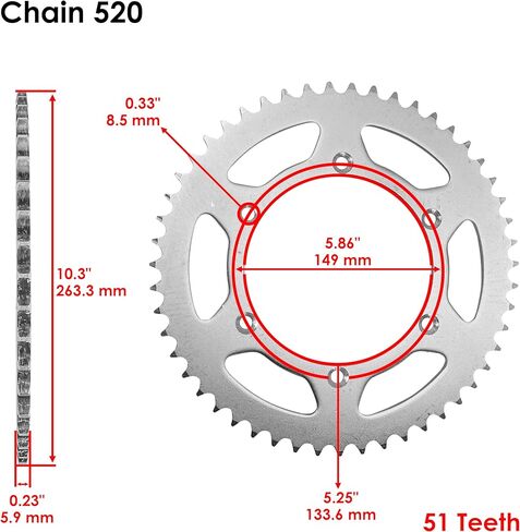Caltric Rear Wheel Chain Sprocket Compatible with Honda CRF250R 2004-2010 / CRF450L 2019-2022 / CRF450R 2021-2024 in Saudi Arabia