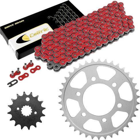 Caltric Red Drive Chain And Sprocket Kit Compatible with Kawasaki Kz550 1980 1981 1982 1983 1984 in Saudi Arabia
