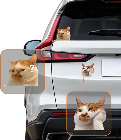 قطعتان من ملصقات ميمي للسيارة والقطط، ملصق من الفينيل مضحك للقطط لأبواب نوافذ المركبات والشاحنات، ديكور سيارات لطيف (4 بوصات) in Kuwait