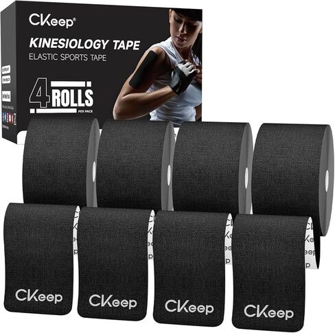 CKeep Kinesiology Tape, Original Cotton Latex Free Hypoallergenic Elastic Athletic Tape, 40 Count, 10inch × 2inch Precut Strips, Beige in Kuwait