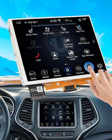 7 "استبدال شاشة UCONNECT ، شاشة تعمل باللمس نظام الملاحة LCD LCD لعام 2017 2018 2019 2020 شاشة راديو Jeep Compass ، استبدال OEM جديد TDO-WXGA0700K00033-V2 TDO-WXGA0700K00057-V1 in Kuwait