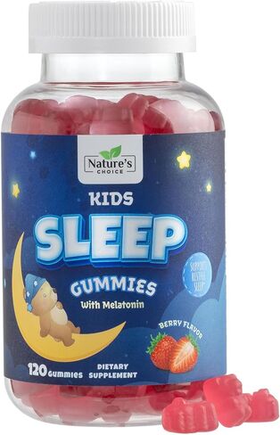 Kids Sleep Gummies Supplement, 2mg, Natural Fast Acting Melatonin Gummy Sleep Support Supplement for Children, Vegan Non-GMO Chewable for Toddlers Ages 4 and up - 60 Gummies in Kuwait
