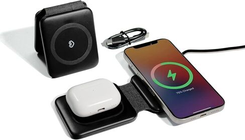 for Magsafe Portable Charger Travel iPhone Charger 2 in 1 Foldable Charging Station for Apple Multiple Devices - Magnetic Wireless Charging Pad for iPhone 16 15 14 13 12 Pro Max Plus Airpods in Saudi Arabia