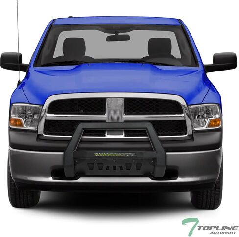 واقي قضيب الثور LED خفيف الوزن باللون الأسود مع لوحة انزلاقية متوافق مع 2009-2018 دودج رام 1500/2019-2024 كلاسيك in Kuwait