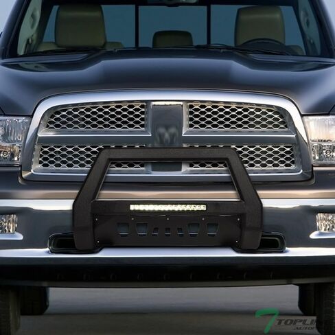 واقي قضيب الثور LED خفيف الوزن باللون الأسود مع لوحة انزلاقية متوافق مع 2009-2018 دودج رام 1500/2019-2024 كلاسيك in Kuwait