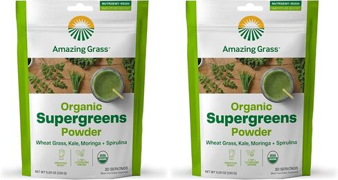 Amazing Grass Super Greens Booster: Greens Powder Smoothie Mix with Spirulina, Moringa, Wheat Grass & Kale Smoothie Booster, Chlorophyll Providing Greens, 30 Servings in Kuwait