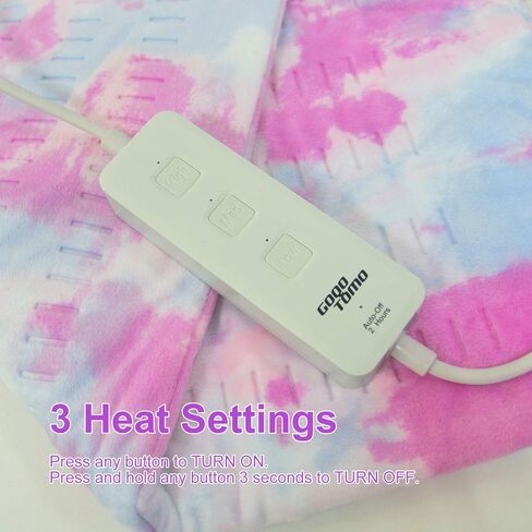 GOQOTOMO Heating Pad Fast-Heating Technology for Back/Waist/Abdomen/Sh-oulder/Neck Pain and Cramps Relief - Moist and Dry Heat Therapy with Auto-Off Hot Heated Pad by-Colorful in Kuwait