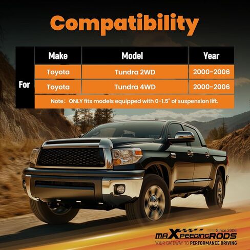 maXpeedingrods Fit 0-1.5" Lift Rear Shocks for Toyota Tundra 2000-2006 2WD 4WD, G1 Version in Saudi Arabia