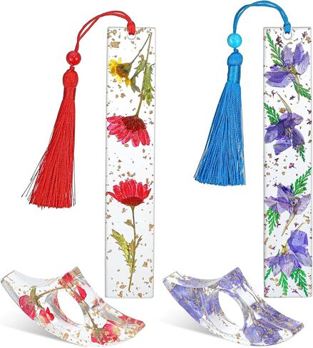 4 قطع من حامل الإبهام للكتب، حامل صفحات الإبهام مصنوع يدويًا للقراءة، حامل إبهام كتاب من الراتنج مع شرابة، حامل صفحات أصابع الكتب للطلاب والمعلمين الذين يقرؤون in Kuwait