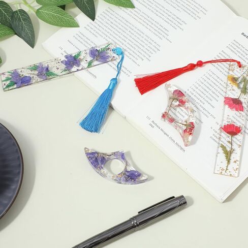 4 قطع من حامل الإبهام للكتب، حامل صفحات الإبهام مصنوع يدويًا للقراءة، حامل إبهام كتاب من الراتنج مع شرابة، حامل صفحات أصابع الكتب للطلاب والمعلمين الذين يقرؤون in Kuwait