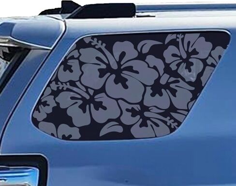 2 قطعة 42 × 90 سم ملصق لاصق على شكل زهور الكركديه للنافذة الجانبية العالمية للسيارة، ملصق زهرة الكركديه من الفينيل الأسود غير اللامع لنافذة السيارة in Kuwait