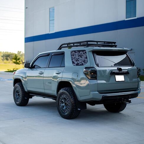 2 قطعة 42 × 90 سم ملصق لاصق على شكل زهور الكركديه للنافذة الجانبية العالمية للسيارة، ملصق زهرة الكركديه من الفينيل الأسود غير اللامع لنافذة السيارة in Kuwait