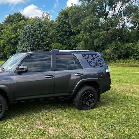 2 قطعة 42 × 90 سم ملصق لاصق على شكل زهور الكركديه للنافذة الجانبية العالمية للسيارة، ملصق زهرة الكركديه من الفينيل الأسود غير اللامع لنافذة السيارة in Kuwait