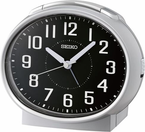 SEIKO QHK059ALH Oval Non Ticking Bedroom Alarm Clock, Silver, 4.4 x 5 Inches in Saudi Arabia