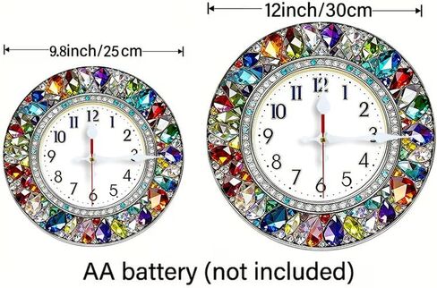 Wall Clock Art Print, Silent Non Ticking Battery Operated,Colorful Crystal Wall Clock 2D Print Decorative for Bathroom Kitchen Bedroom 10 inch & 12 inch, Ships Next Day，No Battery in Saudi Arabia