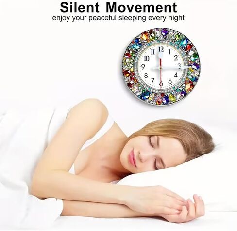 Wall Clock Art Print, Silent Non Ticking Battery Operated,Colorful Crystal Wall Clock 2D Print Decorative for Bathroom Kitchen Bedroom 10 inch & 12 inch, Ships Next Day，No Battery in Saudi Arabia