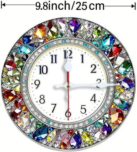 Wall Clock Art Print, Silent Non Ticking Battery Operated,Colorful Crystal Wall Clock 2D Print Decorative for Bathroom Kitchen Bedroom 10 inch & 12 inch, Ships Next Day，No Battery in Saudi Arabia