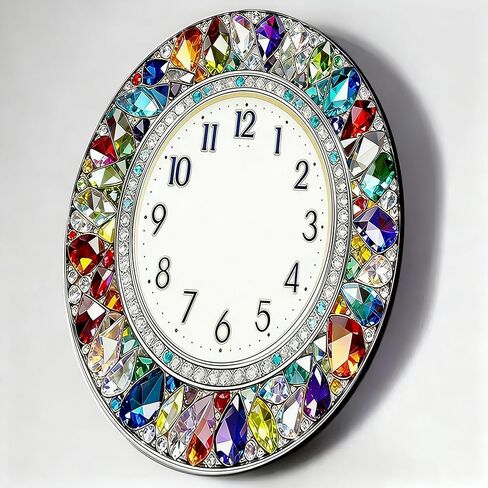 Wall Clock Art Print, Silent Non Ticking Battery Operated,Colorful Crystal Wall Clock 2D Print Decorative for Bathroom Kitchen Bedroom 10 inch & 12 inch, Ships Next Day，No Battery in Saudi Arabia