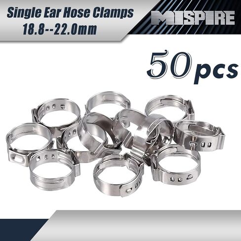 25PCS Single Ear Hose Clamps, 6.8-8.0mm 304 Stainless Steel Ear Clamps by MISPIRE, Stepless Hose Clamps Cinch Rings for Automotive, Home Appliance Line and Plumbing in Saudi Arabia