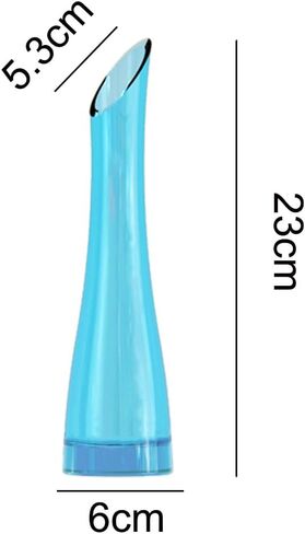Glass Bud Vase Oblique Mouth Single Stem Flower Vase with Heavy Base for Home Office Wedding Table Decor (Blue 23cm Height) in Saudi Arabia