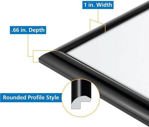 20x28 Black Picture Frame, Rounded Profile Wall Mounted Photo Frame, Minimalist Poster Frame for Home Office Wall Decor in Saudi Arabia