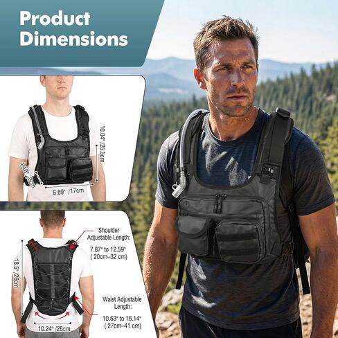 MoKo Running Hydration Vest with 2L Water Bladder, Lightweight Chest Pack Reflective Water Backpack with Gear Holder, Detachable 2×Small Pockets for Men Women Marathon, Hiking, Biking, Running, Black in Saudi Arabia
