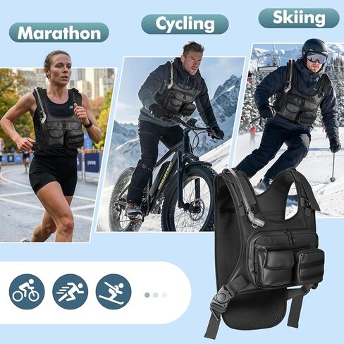 MoKo Running Hydration Vest with 2L Water Bladder, Lightweight Chest Pack Reflective Water Backpack with Gear Holder, Detachable 2×Small Pockets for Men Women Marathon, Hiking, Biking, Running, Black in Saudi Arabia