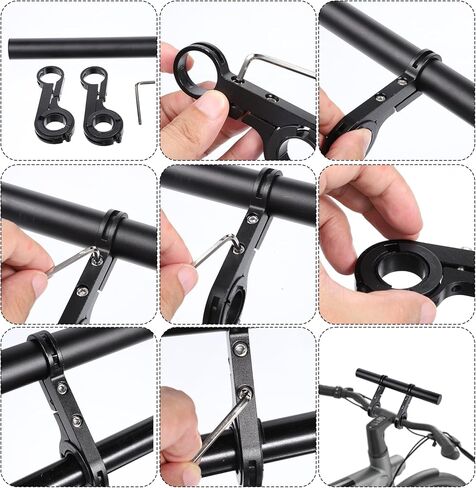 Bike Handlebar Extender, 7.9" Long Aluminum Alloy Bicycle Cross Bar Extension Multifunctional with Double Mounting Clamp Bracket, Ideal for Bicycle Motorcycle Scooter Extender Bars Phone Mount in Kuwait