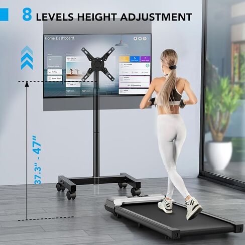 AX WABER Mobile TV Floor Stand for 13-50 inch LCD LED Flat/Curved Panel Screen TVs up to 77 lbs, Height Adjustable TV Stand Mount with VESA 200x200, Portable TV Stand with Tilt Function AX1007TBM in Kuwait