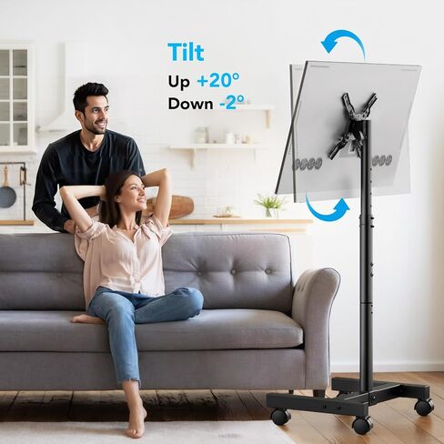 AX WABER Mobile TV Floor Stand for 13-50 inch LCD LED Flat/Curved Panel Screen TVs up to 77 lbs, Height Adjustable TV Stand Mount with VESA 200x200, Portable TV Stand with Tilt Function AX1007TBM in Kuwait