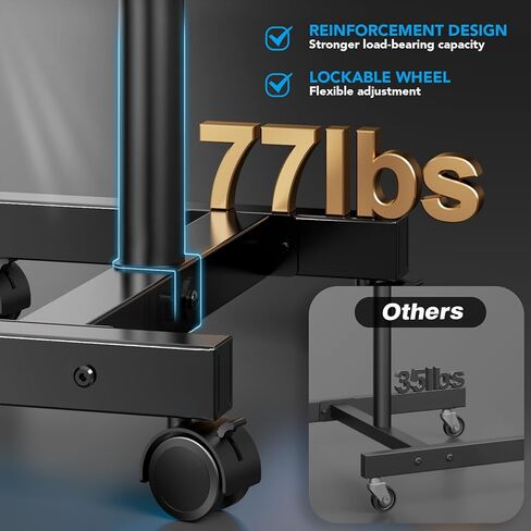 AX WABER Mobile TV Floor Stand for 13-50 inch LCD LED Flat/Curved Panel Screen TVs up to 77 lbs, Height Adjustable TV Stand Mount with VESA 200x200, Portable TV Stand with Tilt Function AX1007TBM in Kuwait