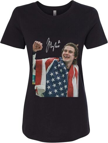 Jack Hughes 86 USA Flag Womens T-Shirts Fit in Saudi Arabia