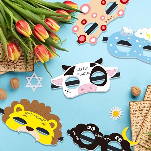 10 Pcs Passover Masks Decorations,Frogs Locust Plagues Theme Colorful Pesach Felt Face Masks Passover Party Favors Costume Accessories Seder Decoration in Kuwait