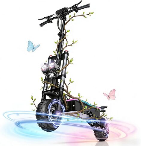 سكوتر كهربائي للبالغين، سكوتر كهربائي ثنائي المحرك بقدرة 5600 وات، سرعة قصوى تصل إلى 50 ميلاً في الساعة ومدى 60 ميلًا، شاشة كبيرة، إطارات للطرق الوعرة مقاس 11 بوصة، سكوتر كهربائي للتنقل للبالغين مع مقعد قابل للفصل in Kuwait