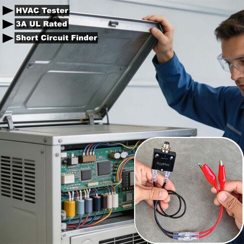 Fuse Saver & Circuit Tester Pro Kit - 3A Resettable Fuse Tester with Extra Alligator Clips, UL Rated 24V AC/DC & 125/250V AC, Universal HVAC & Short Finder Tool in Kuwait