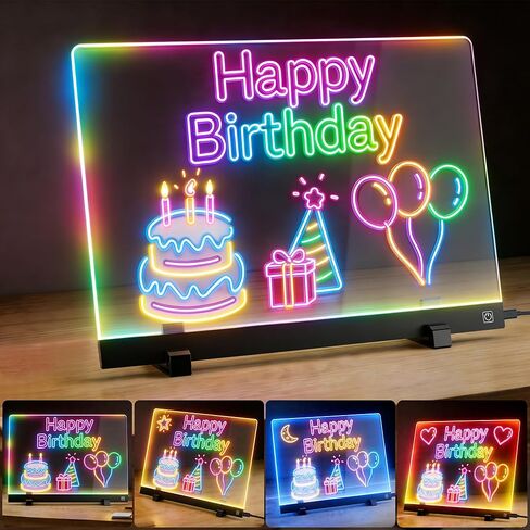 LED Drawing Board for Kids - 16-inch LED Note Board with 7 Colors, Glow Board for Kids, Light Up Dry Erase Portable with Stand, for Classroom/Home Decor/Office/Holiday Trend Gift in Kuwait