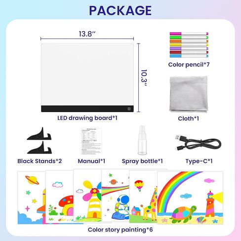 LED Drawing Board for Kids - 16-inch LED Note Board with 7 Colors, Glow Board for Kids, Light Up Dry Erase Portable with Stand, for Classroom/Home Decor/Office/Holiday Trend Gift in Kuwait