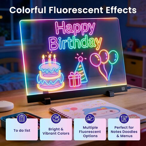 LED Drawing Board for Kids - 16-inch LED Note Board with 7 Colors, Glow Board for Kids, Light Up Dry Erase Portable with Stand, for Classroom/Home Decor/Office/Holiday Trend Gift in Kuwait