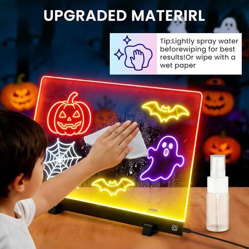 LED Drawing Board for Kids - 16-inch LED Note Board with 7 Colors, Glow Board for Kids, Light Up Dry Erase Portable with Stand, for Classroom/Home Decor/Office/Holiday Trend Gift in Kuwait