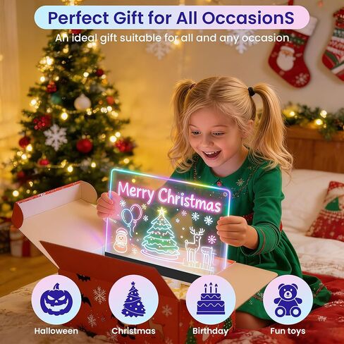 LED Drawing Board for Kids - 16-inch LED Note Board with 7 Colors, Glow Board for Kids, Light Up Dry Erase Portable with Stand, for Classroom/Home Decor/Office/Holiday Trend Gift in Kuwait