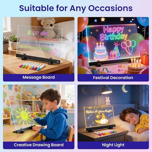 LED Drawing Board for Kids - 16-inch LED Note Board with 7 Colors, Glow Board for Kids, Light Up Dry Erase Portable with Stand, for Classroom/Home Decor/Office/Holiday Trend Gift in Kuwait