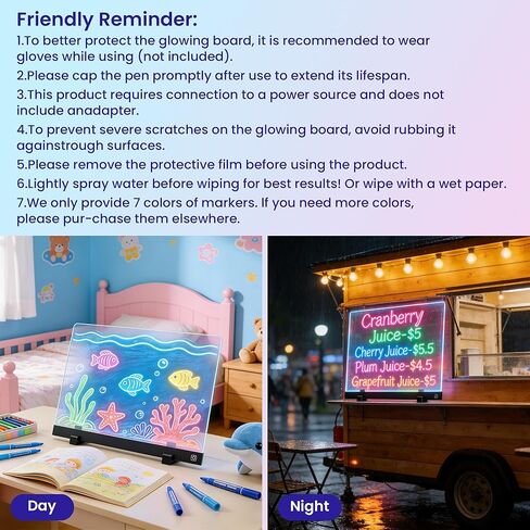 LED Drawing Board for Kids - 16-inch LED Note Board with 7 Colors, Glow Board for Kids, Light Up Dry Erase Portable with Stand, for Classroom/Home Decor/Office/Holiday Trend Gift in Kuwait