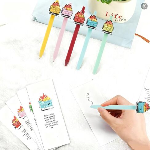 9 Pack Funny Pens - Novelty Ballpoint Set for Adults Kids - Fine Point Smooth Writing Cute Pen for School Work Office - Black Ink Torch Design with Motivational Cards - Fun Writing Gift in Saudi Arabia
