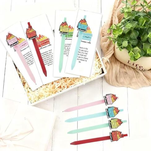 9 Pack Funny Pens - Novelty Ballpoint Set for Adults Kids - Fine Point Smooth Writing Cute Pen for School Work Office - Black Ink Torch Design with Motivational Cards - Fun Writing Gift in Saudi Arabia