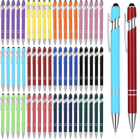 60 قلم حبر جاف مع طرف قلم - قلم منقوش لشاشات اللمس، قلم معدني قابل للنقش 2 في 1، 5 ألوان (طرف 1.0 مم/ 0.04 بوصة) in Kuwait