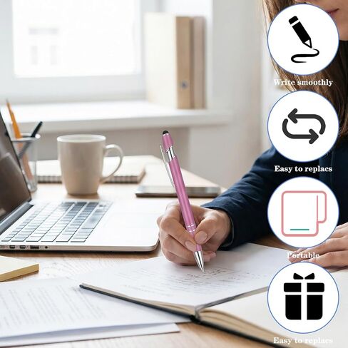 60 قلم حبر جاف مع طرف قلم - قلم منقوش لشاشات اللمس، قلم معدني قابل للنقش 2 في 1، 5 ألوان (طرف 1.0 مم/ 0.04 بوصة) in Kuwait