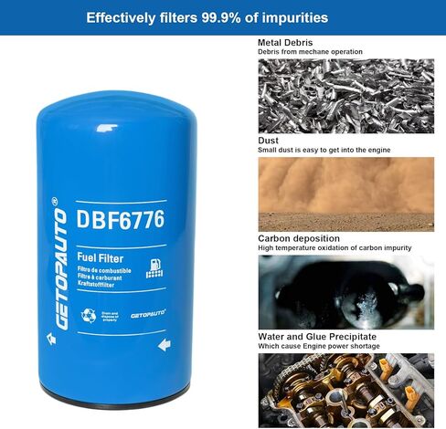 DBF6776 Fuel Filter Compatible with Cummins ISX11.9 ISX15.0 QSX11.9 X15 Engines Replace 5599456 5365988 FF5825NN BF46129 WF10515(Set of 3) in Saudi Arabia