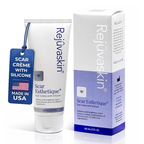 Rejuvaskin Scar Esthetique Scar Cream with Silicone - Scar Cream For Surgical Scars, Stretch Marks, Keloids, Acne, C-section, and Burns - Scar Removal Helps Reduce the Appearance of Scars - 60ml in Kuwait